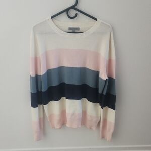 Cable Stitch Striped Pastel Sweater